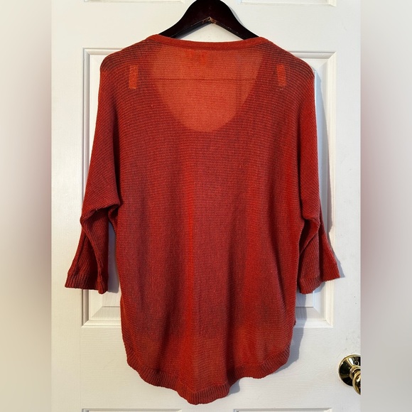 MOTH Anthropologie Senna Pullover Burnt Orange Pointelle Knit Scoop Neck Medium - Picture 2 of 10